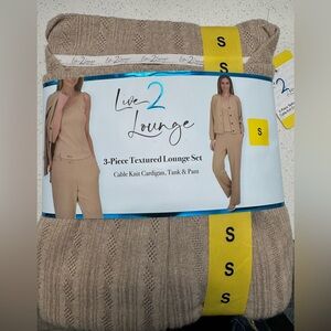 Live 2 Lounge Tan 3-Piece Knit Set